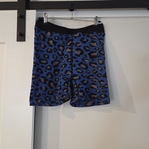 Free People Movement Blue Leopard Print Bike Shorts size L